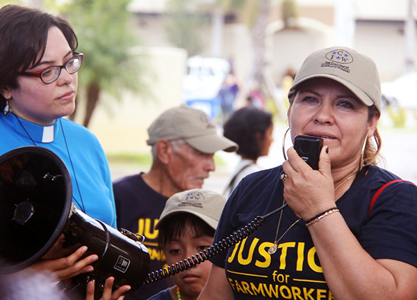 CIW Women’s Group member, Ana, at Sunday’s Labor Day picket at Publix