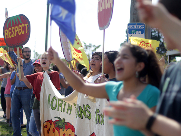 Students and community members join the CIW in the Triangle Area of North Carolina to protest Publix