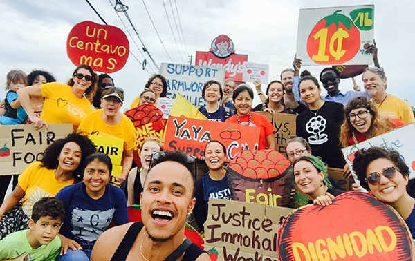 The Alliance for Fair Food in Orlando -- headed up by the YAYAs -- takes a great big selfie at Tuesday's Wendy's protest in Orlando