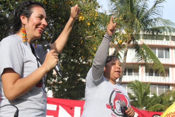Lupe Gonzalo at last month's march through Palm Beach, Florida, during the Workers' Voice Tour